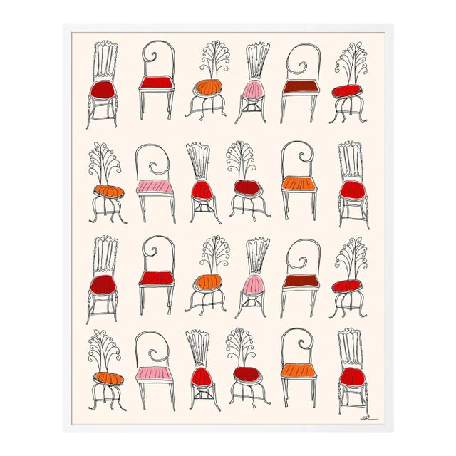 Chairs Galore by Carly Kuhn in White Frame, Medium Art Print For Sale