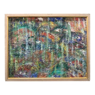 Mid Century Abstract Oil Painting Impasto Texture For Sale