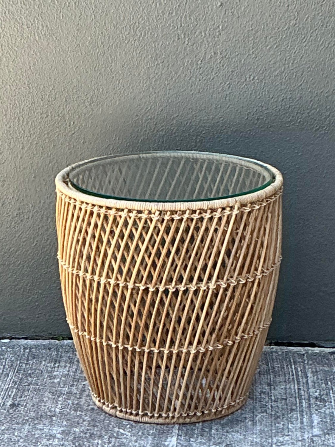 Vintage Twisted Rattan Side Table | Show Pony Palm Beach