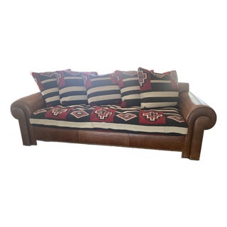 1970s One of a Kind Kilim/Navajo Leather Sofa For Sale