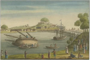 Basset, View of Bayonne from the Port Side, Hand-Colored Optical Print, 1790s