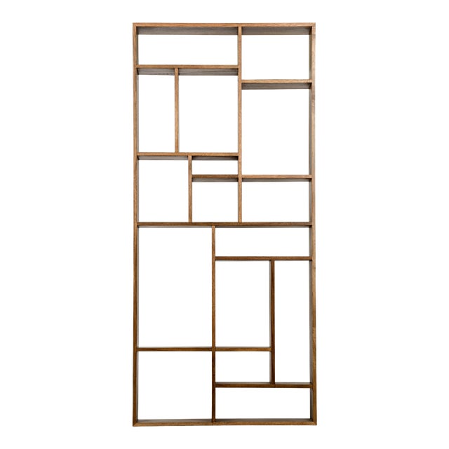 Malic Dark Walnut Geometric Bookcase For Sale
