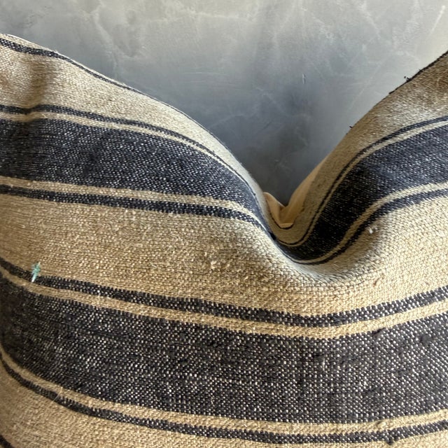 Turkish Vintage Turkish Rug Hemp Pillow With Down Insert 22" X 22" For Sale - Image 3 of 6