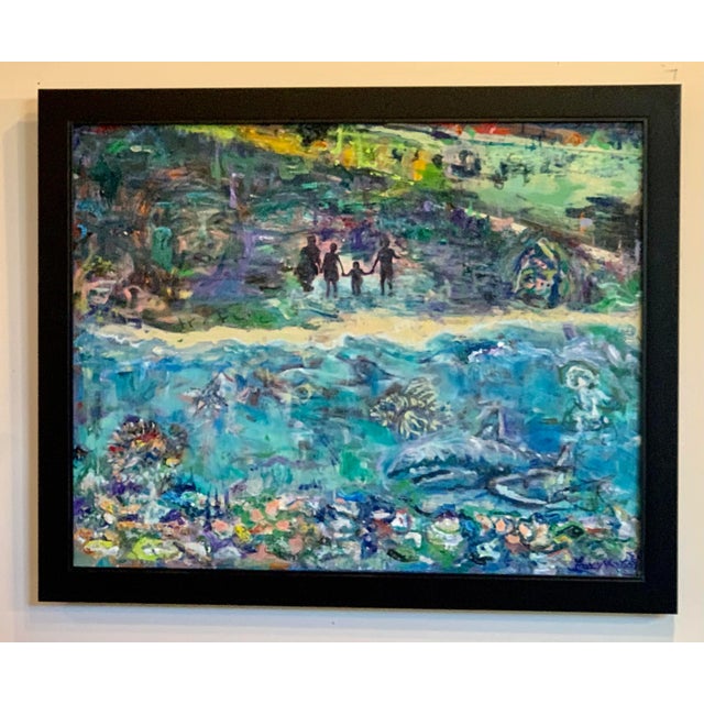 Contemporary, Abstract, Figurative Oil Painting, Ocean Beach Art For Sale - Image 9 of 9