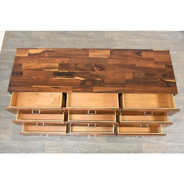 1960s Rosewood and Chrome Brutalist Dresser For Sale - Image 4 of 10
