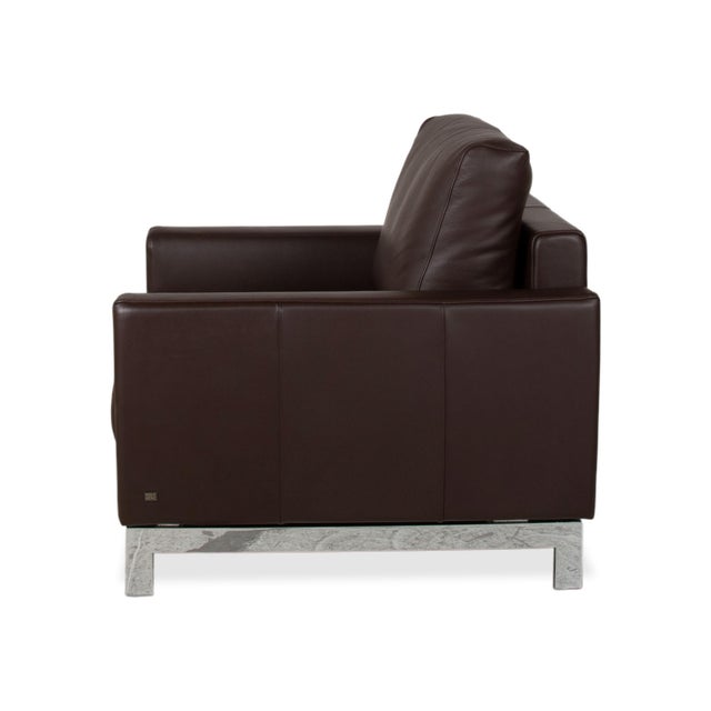Vida Leather Brown Two-Seater Sofa and Armchair in Chrome by Rolf Benz, Set of 2 For Sale - Image 14 of 18