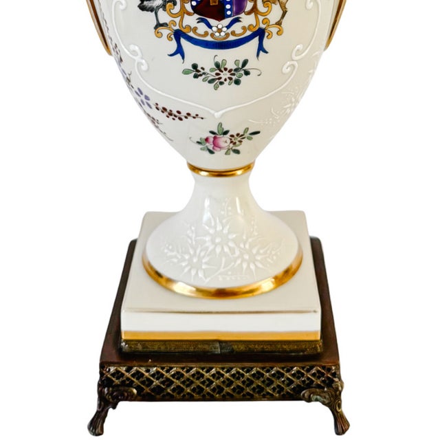 Antique 19th Century Edmé Samson Hand-Painted Armorial Urns With Gilt Bronze Mounts - Pair For Sale - Image 9 of 17