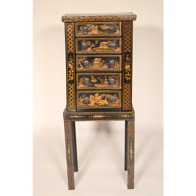 George II style chinoiserie decorated occasional table, made from antique and later elements. The top section with...