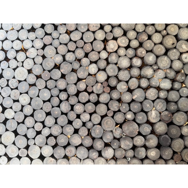 Rustic Log Mosaic Coffee Table – Solid Peeled-Log Construction, 5’ X 3’ For Sale - Image 4 of 5