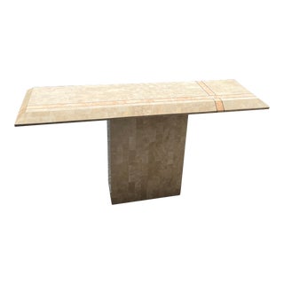 1980s Mid-Century Modern Tessellated Stone Console Table - Style of Maitland Smith For Sale