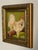 Absolutely adorable small ornately framed oil portrait of a Pekingese standing on a club chair, likely mid to later 20th...