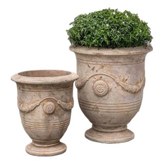 Anduze Urn - Antico Brown Terra Cotta Planters, Set of 2 For Sale