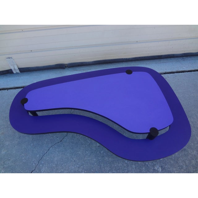 Postmodern Laminated Two Tiered Kidney Shaped Coffee Table For Sale - Image 6 of 13