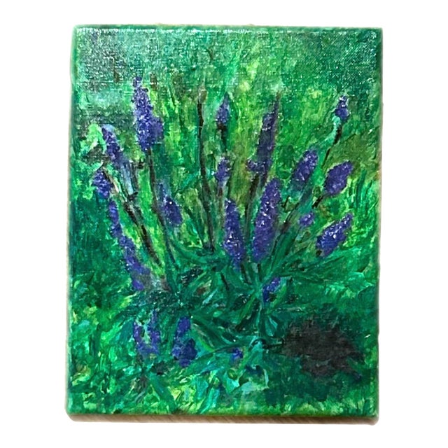 Acrylic Painting of Vibrant Purple Flowers For Sale