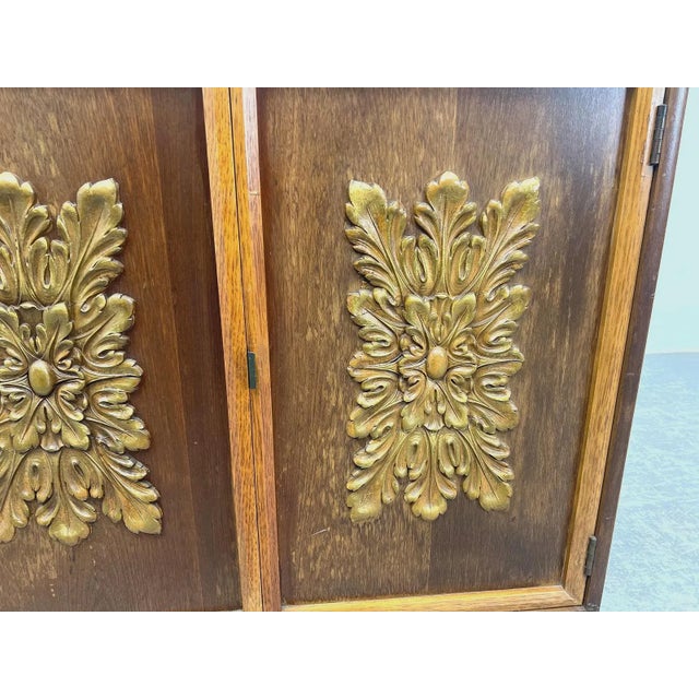 Mid-Century Modern Mid-Century Modern Vintage Sculptural Walnut Credenza With Decorative Doors For Sale - Image 3 of 11