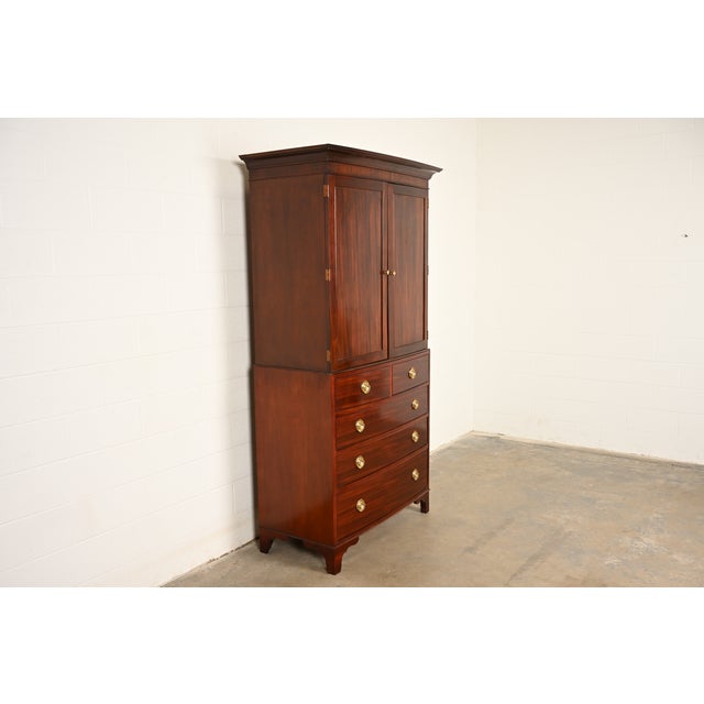 English Baker Furniture Federal Mahogany Armoire Dresser or Linen Press For Sale - Image 3 of 18