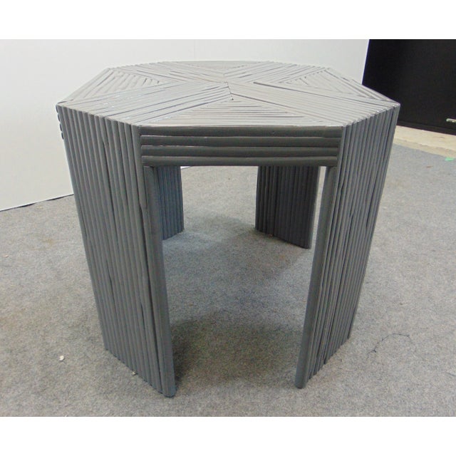 Late 20th Century Mid-Century Grey Bamboo Side Table For Sale - Image 4 of 6