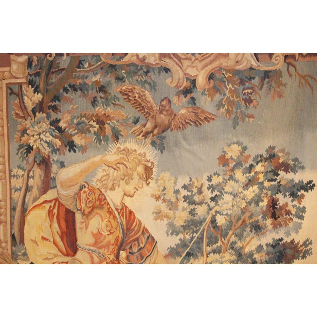 Circa 1680 Belgian mythological scene & armorial tapestry. Design, form, workmanship & colors inform date & origin....