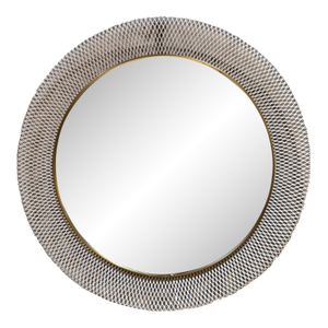 1950s European Mesh Wall Mirror Expandable Metal Frame
