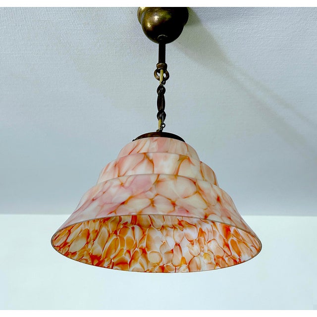 Art Deco Pendant Light in Marblel Glass, 1930s For Sale - Image 17 of 18