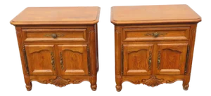 Ethan Allen French Large Nightstands Bedside End Tables a Pair 6648