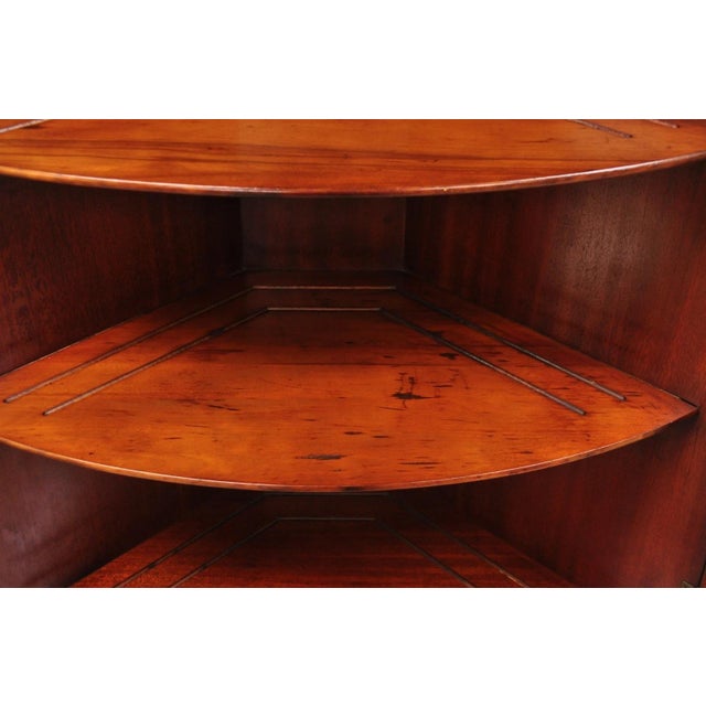 Vintage Morganton Duncan Phyfe Mahogany Bow Front Corner China Cabinet Curio For Sale - Image 14 of 17