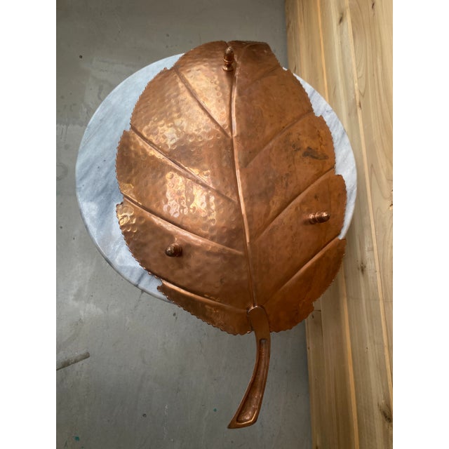 Large Vintage Copper Leaf Centerpiece Tray For Sale - Image 4 of 6