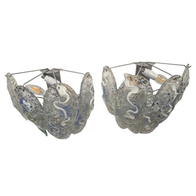 Mid-Century Modern Wall Lamps with Murano Glass Stems, 1970s, Set of 2 For Sale - Image 3 of 10