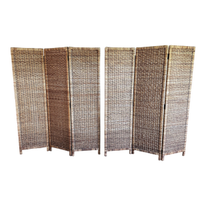 Vintage Woven Seagrass Rattan Screen Room Dividers a Pair