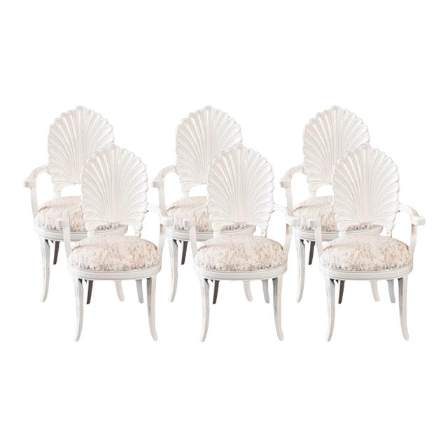 Early 20th Century Vintage Grotto Style Shell Back Dining Chairs. Set of 6 For Sale