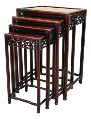 Oriental Hardwood Nesting Tables, 1870, Set of 4