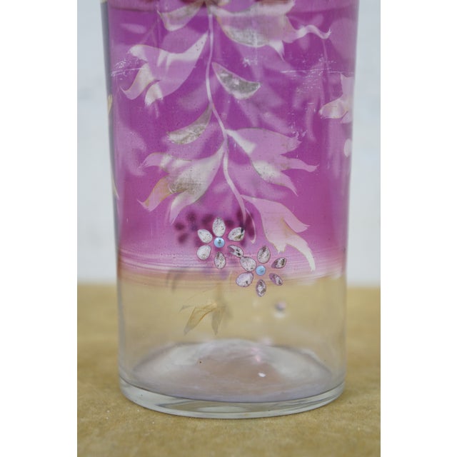 Antique Bohemian Cranberry Art Glass Liquor Wine Decanter Bottle 10" For Sale - Image 14 of 16