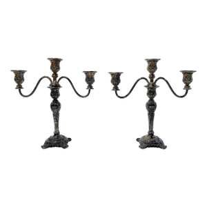 Vintage Victoria Rose w.m. Rogers and Son Silverplate Candelabras, a Pair