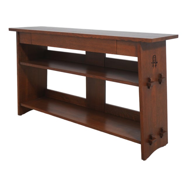 Stickley 1 Drawer Mission Oak Console Bookcase Table ~ Rare For Sale