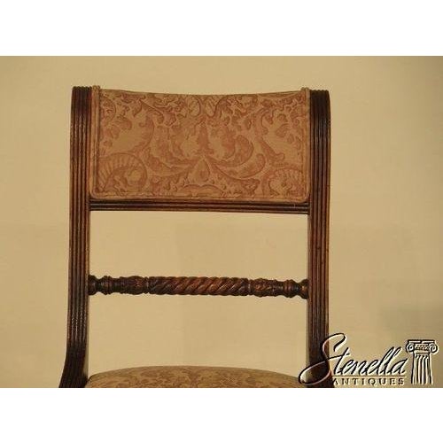 1980s Pair Regency Style Carved Oak Upholstered Occasional Chairs For Sale - Image 5 of 10