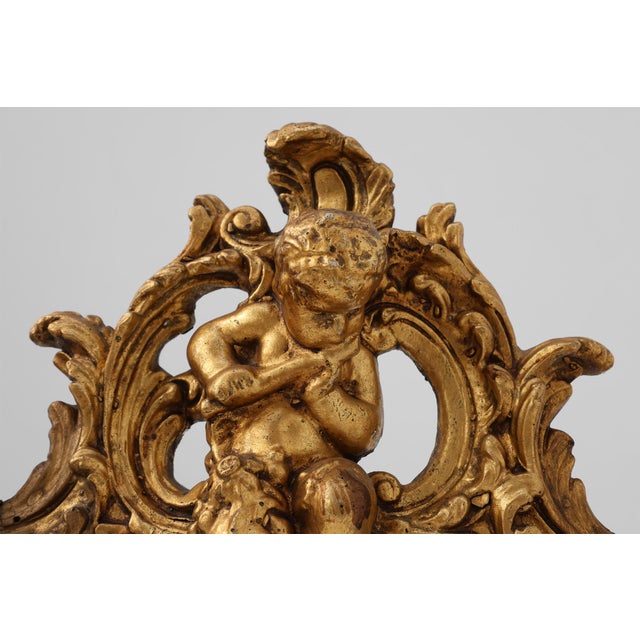 Gold 18th Century Louis XV Giltwood Ornament with Central Putto and C‑scrolls, 1800s For Sale - Image 8 of 12
