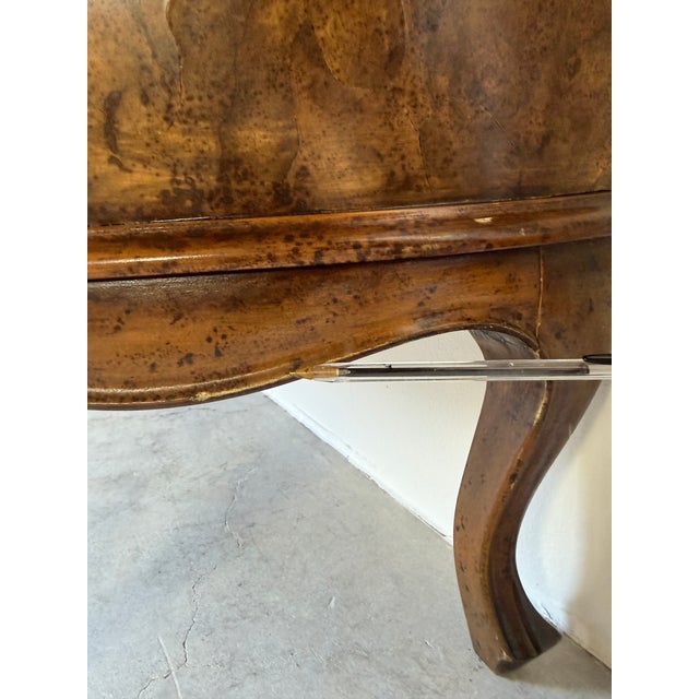 Italian Louis XV Style Bombe Burlwood Chest With Cabriole Legs For Sale - Image 14 of 18