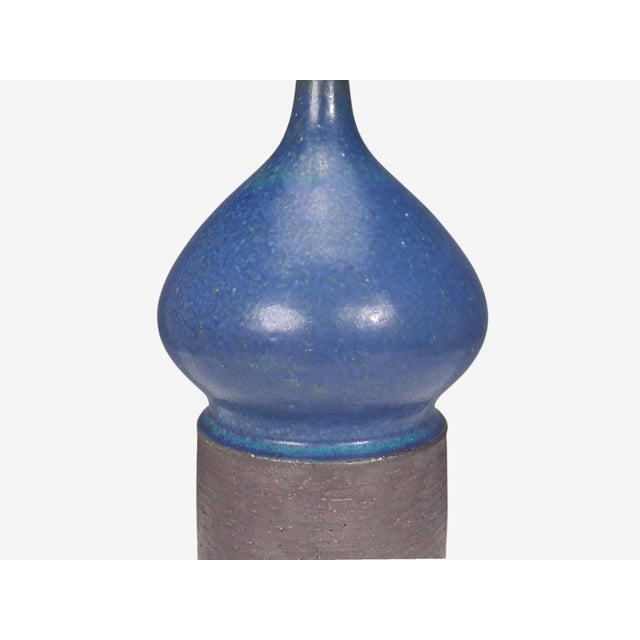 Ceramic 1960s Danish Modern Marianne Starck, Table Lamp, Blue and Brown Stoneware For Sale - Image 7 of 11