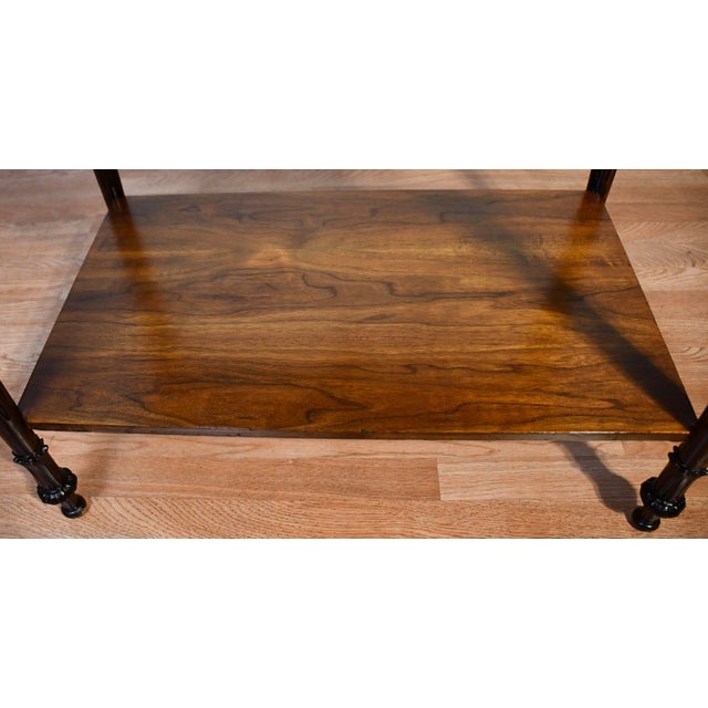 1930s French Louis XVI Carved Walnut & Satinwood Inlay Sofa Table / Side Table For Sale - Image 10 of 12