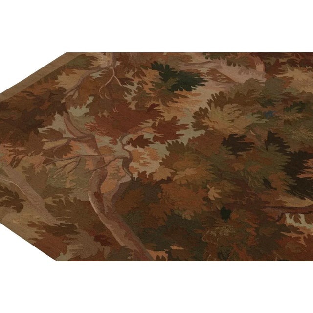 Rug & Kilim Rug & Kilim’s Aubusson-Style Flatweave Rug in Brown With Rich Floral Pictorial For Sale - Image 4 of 7