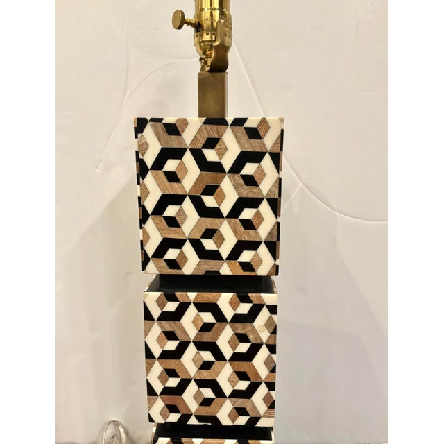 2010s Currey & Co Marquetry Lamp For Sale - Image 5 of 5
