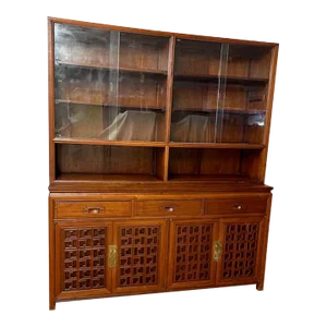 1960s George Zee Chinese Carved Hardwood Display Cabinet
