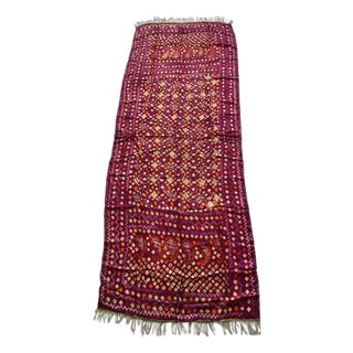 Antique Burnt Orange and Purple Silk Textile For Sale