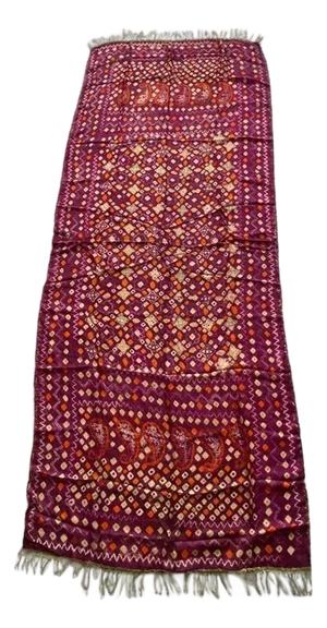 Antique Burnt Orange and Purple Silk Textile