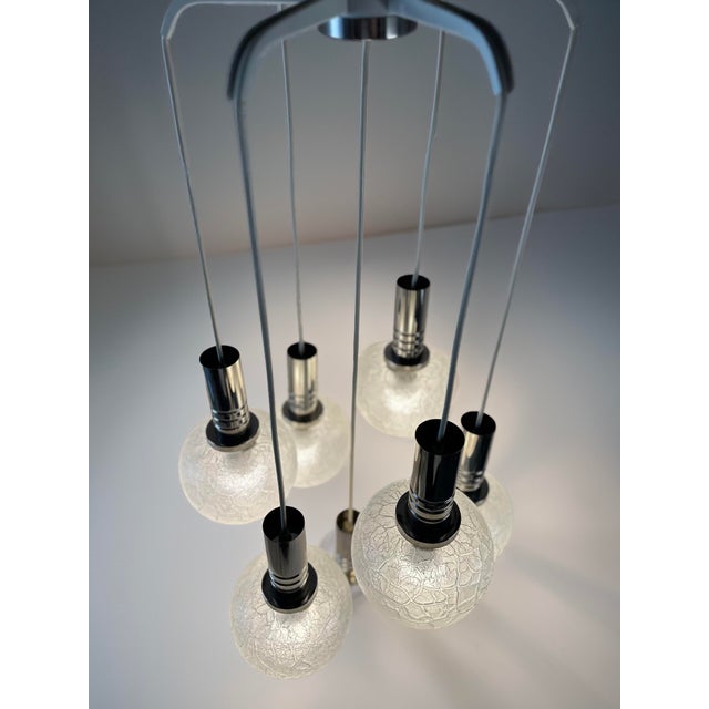 Vintage Hanging Lamp in Crackled Glass from Doria Leuchten, 1970s For Sale - Image 4 of 6