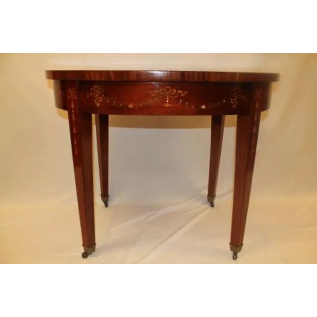 Traditional Inlaid Edwardian Mahogany and Satinwood Side Center Table, 19th C. For Sale - Image 3 of 12