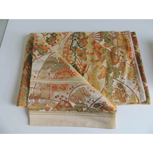 Gold Large Vintage Orange and Gold Woven Obi Sash Textile For Sale - Image 8 of 8