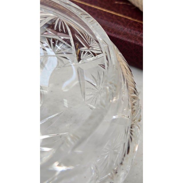 Transparent Vintage Cut Lead Crystal Footed Covered Compote For Sale - Image 8 of 16