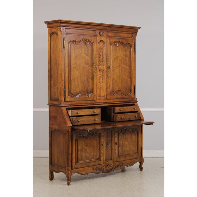 Henredon Henredon Large French Style Walnut Secretary Desk For Sale - Image 4 of 18