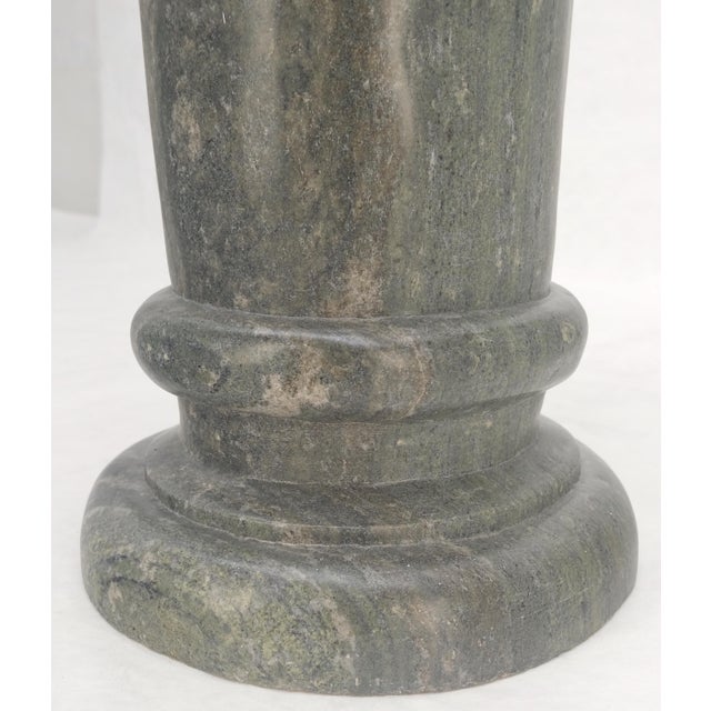 Dark Gray Large 15" Diameter Turned Marble Pedestal MINT For Sale - Image 8 of 10